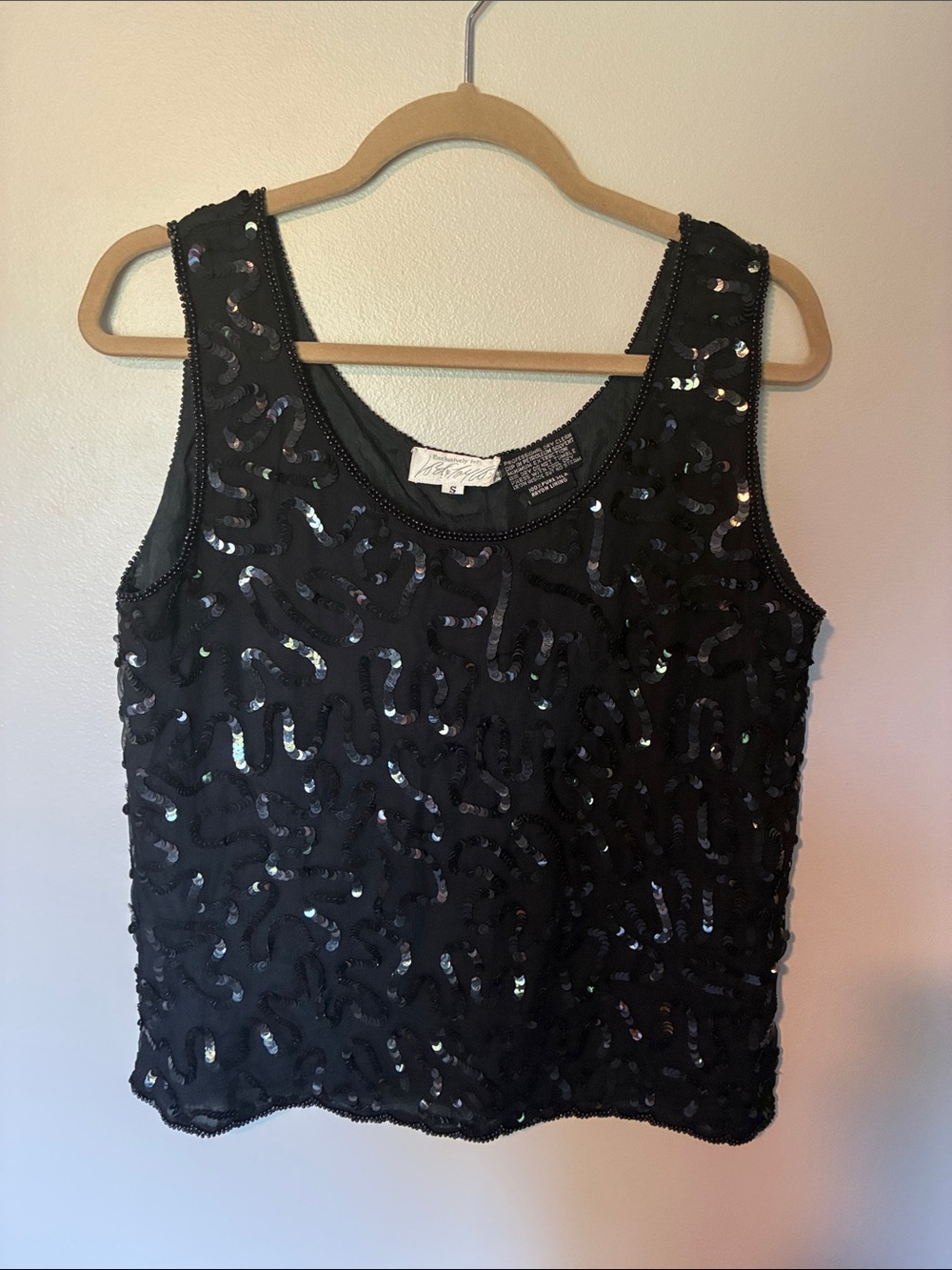 Lord & Taylor Black Sequin Tank Vintage